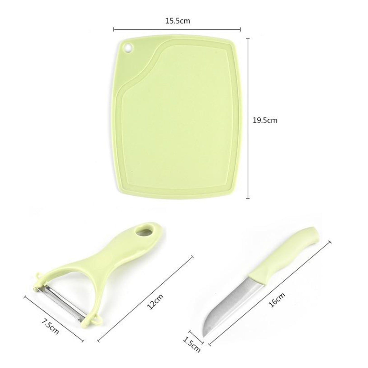5207 Plastic Kitchen Peeler - Green & Classic Stainless Steel 3-Piece Knife Set Combo 5207 Plastic Kitchen Peeler - Green & Classic Stainless Steel 3-Piece Knife Set Combo